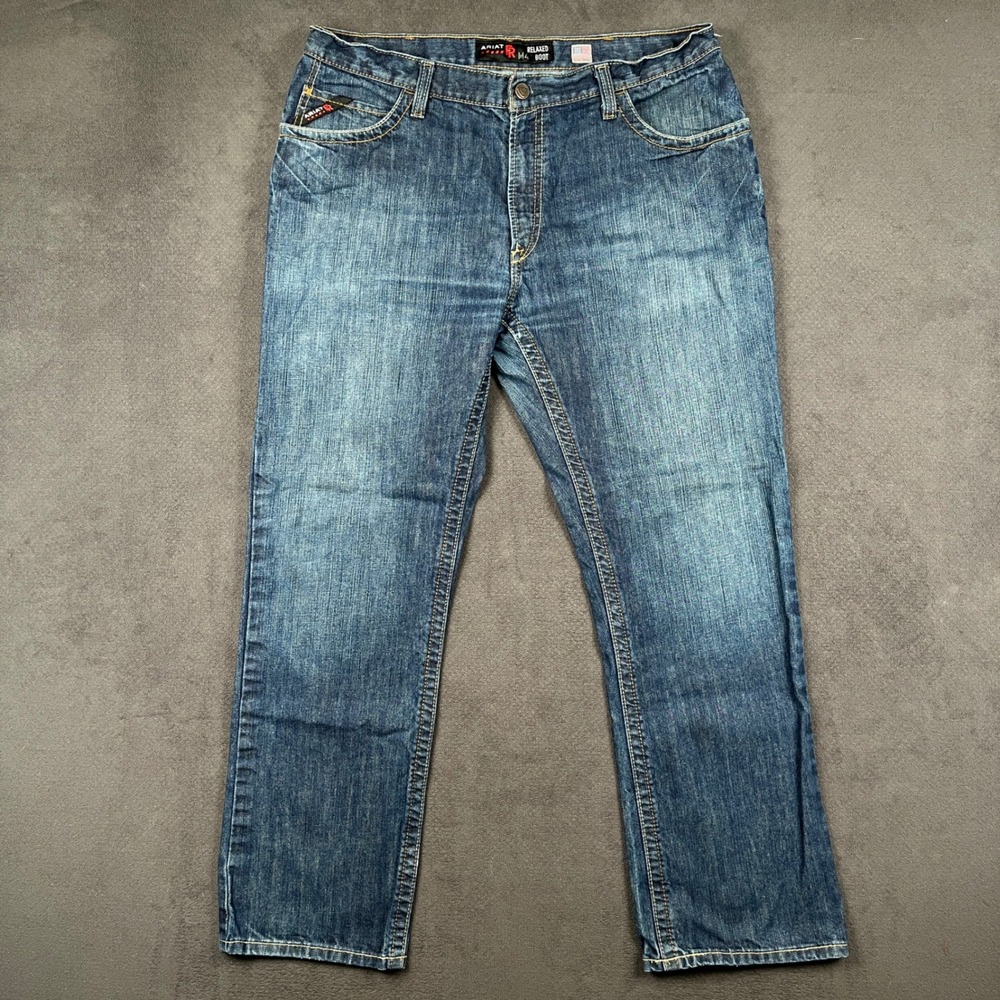 Ariat M4 FR Jeans Mens 40x34 Blue Relaxed Boot Flame Resistant Workwear 10012555